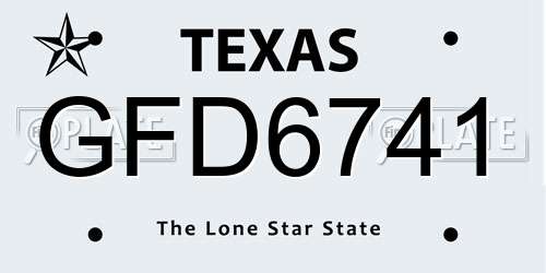 GFD6741 Texas License Plate