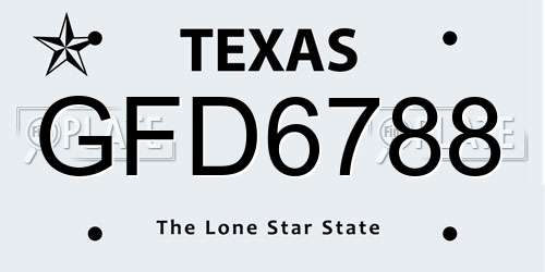 GFD6788 Texas License Plate