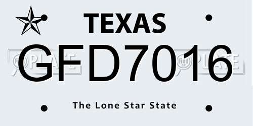 GFD7016 Texas License Plate