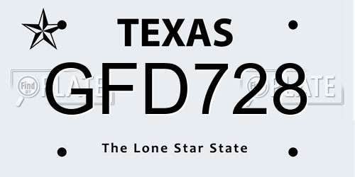 GFD728 Texas License Plate
