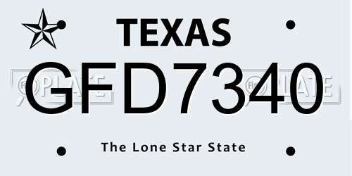 GFD7340 Texas License Plate