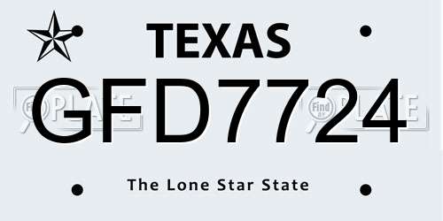 GFD7724 Texas License Plate