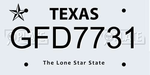 GFD7731 Texas License Plate
