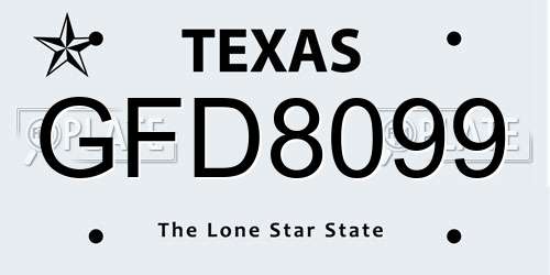 GFD8099 Texas License Plate