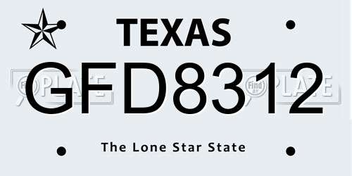 GFD8312 Texas License Plate