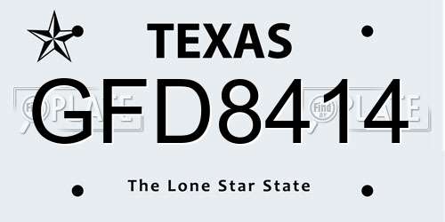 GFD8414 Texas License Plate
