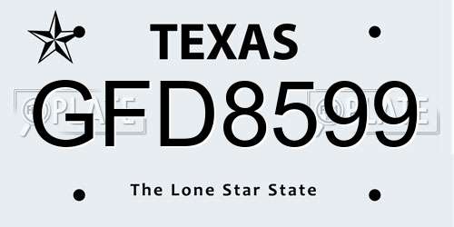 GFD8599 Texas License Plate