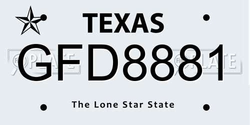 GFD8881 Texas License Plate