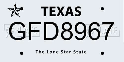 GFD8967 Texas License Plate