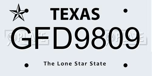 GFD9809 Texas License Plate