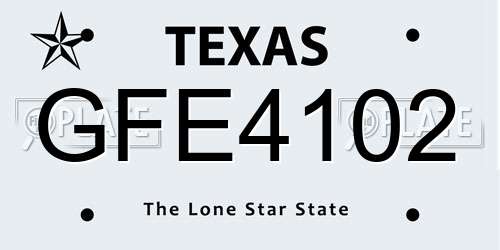 GFE4102 Texas License Plate