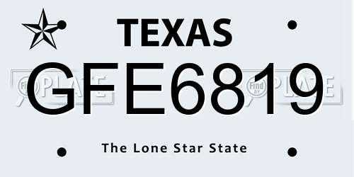 GFE6819 Texas License Plate