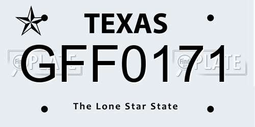 GFF0171 Texas License Plate