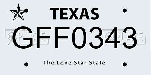 GFF0343 Texas License Plate