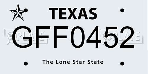 GFF0452 Texas License Plate