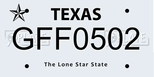 GFF0502 Texas License Plate