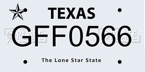GFF0566 Texas License Plate