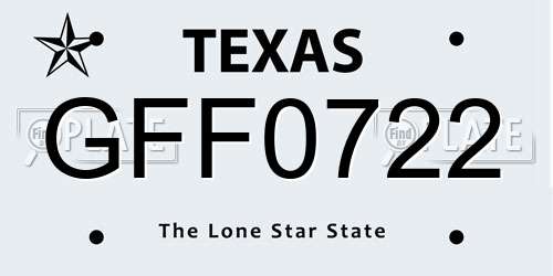 GFF0722 Texas License Plate