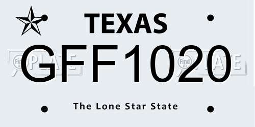 GFF1020 Texas License Plate