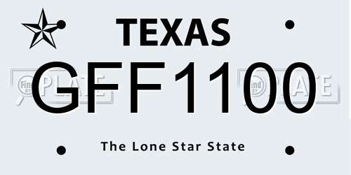 GFF1100 Texas License Plate