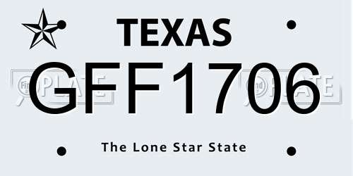 GFF1706 Texas License Plate