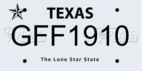 GFF1910 Texas License Plate