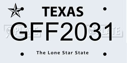 GFF2031 Texas License Plate
