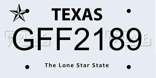 GFF2189 Texas License Plate
