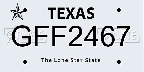 GFF2467 Texas License Plate