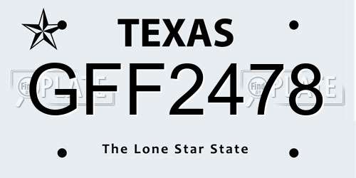 GFF2478 Texas License Plate