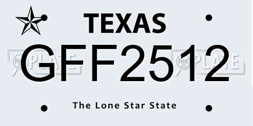 GFF2512 Texas License Plate
