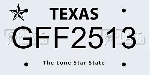 GFF2513 Texas License Plate