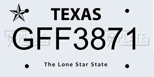 GFF3871 Texas License Plate
