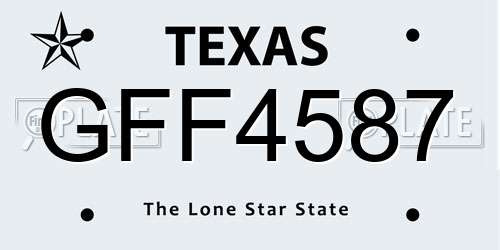 GFF4587 Texas License Plate