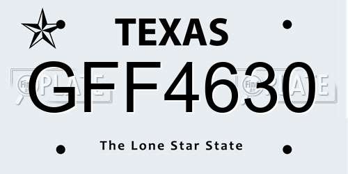 GFF4630 Texas License Plate