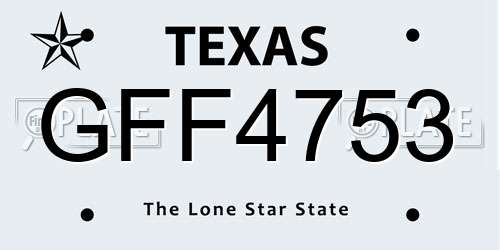 GFF4753 Texas License Plate