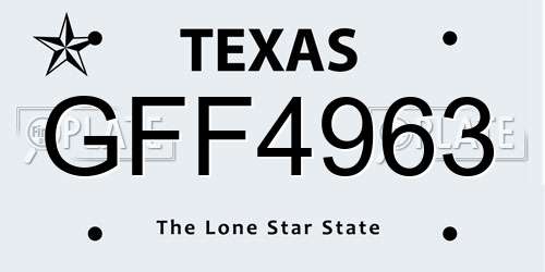 GFF4963 Texas License Plate