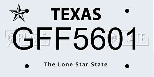 GFF5601 Texas License Plate