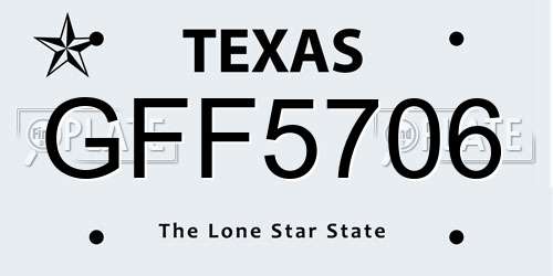 GFF5706 Texas License Plate