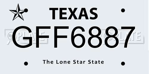 GFF6887 Texas License Plate