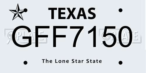 GFF7150 Texas License Plate