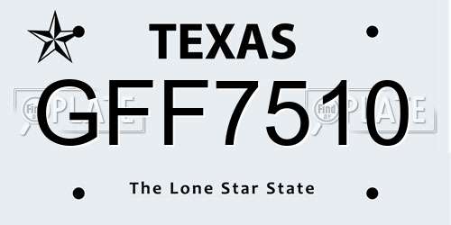 GFF7510 Texas License Plate