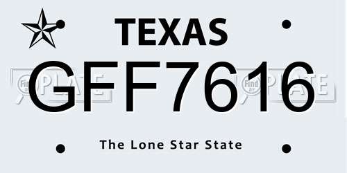 GFF7616 Texas License Plate