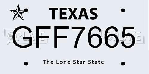 GFF7665 Texas License Plate