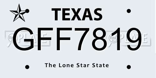 GFF7819 Texas License Plate