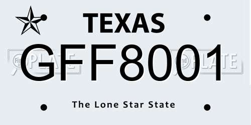 GFF8001 Texas License Plate