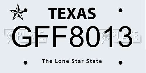GFF8013 Texas License Plate