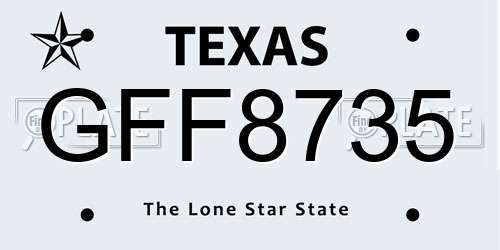 GFF8735 Texas License Plate
