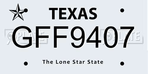 GFF9407 Texas License Plate
