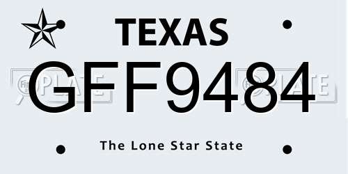 GFF9484 Texas License Plate